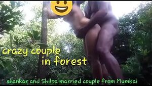 Crazy couple in forest