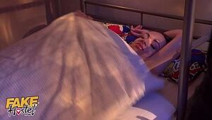 Fake Hostel Young girl double penetrated by two huge cocks