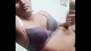Swathi naidu laying on bed and seducing with bra