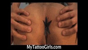 Tattooed slut getting tattooed in the ass then fucked